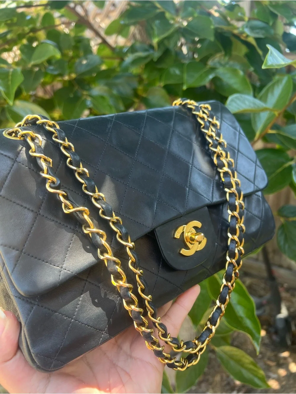 Vintage Chanel Classic Double Flap Black Quilted leather 24K Gold hardware